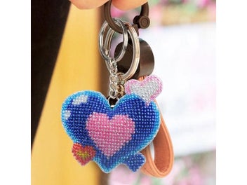 Listing 4 of 10 for DIY Bead Cross Stitch Keychain Printed Bead Embroidery Needlework Key Ring Kit