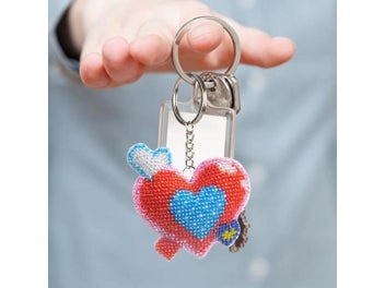 Listing 5 of 10 for DIY Bead Cross Stitch Keychain Printed Bead Embroidery Needlework Key Ring Kit