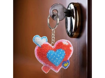 Listing 6 of 10 for DIY Bead Cross Stitch Keychain Printed Bead Embroidery Needlework Key Ring Kit