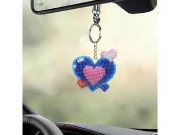 Listing 7 of 10 for DIY Bead Cross Stitch Keychain Printed Bead Embroidery Needlework Key Ring Kit