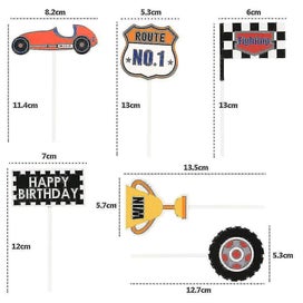 Listing 2 of 4 for 18 Pcs Car Decoration Paper Cupcake Topper Cake Flag Topper Party Cake Picks Ra