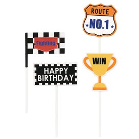 Listing 4 of 4 for 18 Pcs Car Decoration Paper Cupcake Topper Cake Flag Topper Party Cake Picks Ra