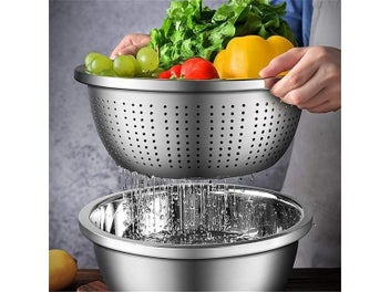 Listing 7 of 10 for Large Metal Bowl Stainless Steel Basin Deep Heavy Duty Mixing Bowl