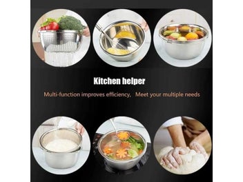 Listing 8 of 10 for Large Metal Bowl Stainless Steel Basin Deep Heavy Duty Mixing Bowl