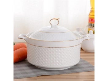 Listing 4 of 10 for Nordic Ceramic Soup Pot With Cover Salad Bowl Seasoning Tank