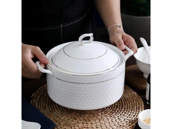 Listing 5 of 10 for Nordic Ceramic Soup Pot With Cover Salad Bowl Seasoning Tank