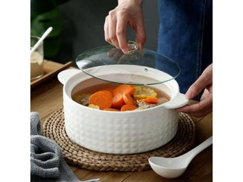 Listing 6 of 10 for Nordic Ceramic Soup Pot With Cover Salad Bowl Seasoning Tank