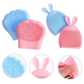 Listing 3 of 5 for 4pcs Silicone Scrubbies Facial Cleansing Brush Cartoon Cat Paw Rabbit Shape Face