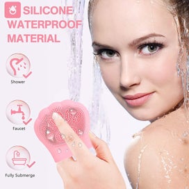 Listing 4 of 5 for 4pcs Silicone Scrubbies Facial Cleansing Brush Cartoon Cat Paw Rabbit Shape Face
