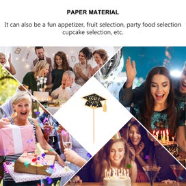 Listing 3 of 5 for 1 Set 12pcs Graduation Party Decorations Doctoral Pattern Cake Toppers Picks