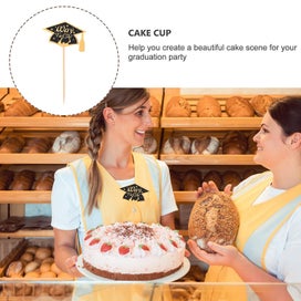 Listing 4 of 5 for 1 Set 12pcs Graduation Party Decorations Doctoral Pattern Cake Toppers Picks