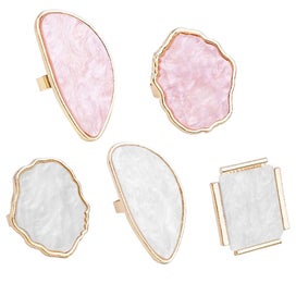 Listing 2 of 3 for 5pcs Manicure Palette Shell Ring Nail Palettes Nail Paint Plates Nail Art Ring