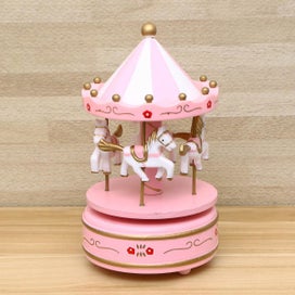 Listing 2 of 2 for Miniature Carousel Music Box Wooden Decorative Toy Desktop Musical Box Gifts Fo