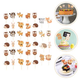 Listing 4 of 4 for 32 Pcs Ornament Kids Woodland Party Cupcake Topper Zoo Baby Shower Animal Birth
