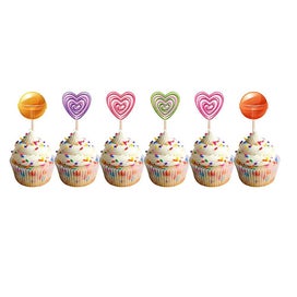 Listing 2 of 4 for 24 Pcs Fruit Salad Cocktail Pick Cake Muffin Toppers Birthday Cake Picks Lolipo