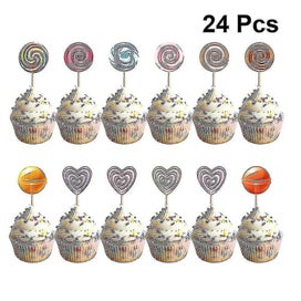 Listing 3 of 4 for 24 Pcs Fruit Salad Cocktail Pick Cake Muffin Toppers Birthday Cake Picks Lolipo