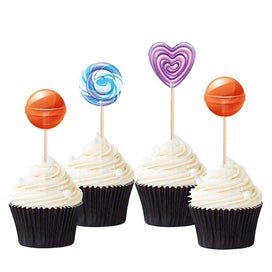 Listing 4 of 4 for 24 Pcs Fruit Salad Cocktail Pick Cake Muffin Toppers Birthday Cake Picks Lolipo