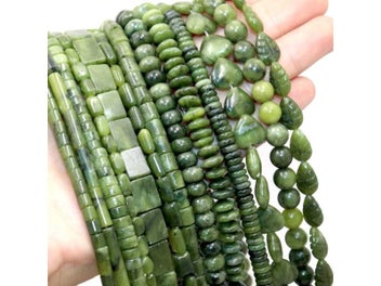 Listing 3 of 10 for Natural Stone Green Jades Cylinder Square Irregular Faceted Round Loose Spacer