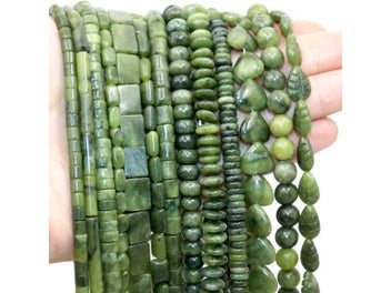 Listing 4 of 10 for Natural Stone Green Jades Cylinder Square Irregular Faceted Round Loose Spacer