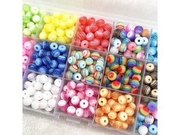 Listing 3 of 9 for 6mm 8mm Round Transparency Resin Beads Stripe Spacer Beads For Jewelry Making