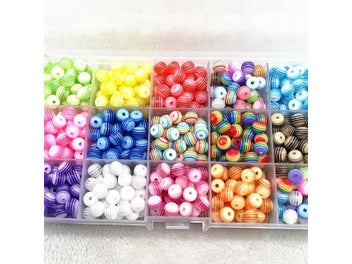 Listing 4 of 9 for 6mm 8mm Round Transparency Resin Beads Stripe Spacer Beads For Jewelry Making