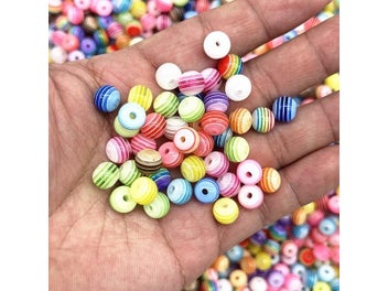Listing 5 of 9 for 6mm 8mm Round Transparency Resin Beads Stripe Spacer Beads For Jewelry Making