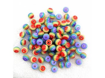Listing 6 of 9 for 6mm 8mm Round Transparency Resin Beads Stripe Spacer Beads For Jewelry Making