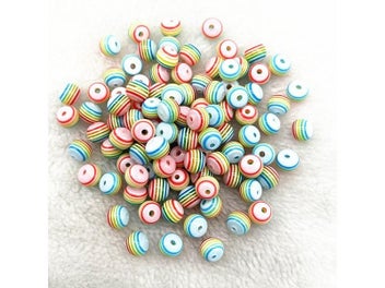 Listing 7 of 9 for 6mm 8mm Round Transparency Resin Beads Stripe Spacer Beads For Jewelry Making