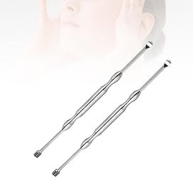 Listing 2 of 3 for 2pcs Ear Pick Ear Spoon Stainless Steel Spiral Massage Clean Ear Tool Household