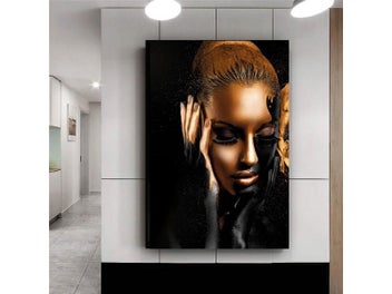 Listing 3 of 10 for Black Gold Nude African Art Woman Oil Painting On Canvas For Living Room