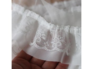 Listing 5 of 9 for 12CM Wide White Black Three Layers 3D Pleated Mesh Chiffon Fabric Embroidered