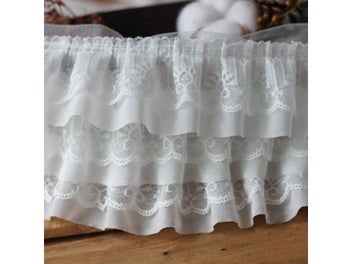 Listing 7 of 9 for 12CM Wide White Black Three Layers 3D Pleated Mesh Chiffon Fabric Embroidered
