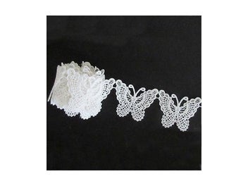 Listing 3 of 5 for 1m Vintage White Butterfly Lace Edge Trim Embroidery Applique For Sewing Cloth