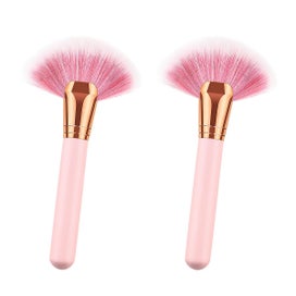 Listing 3 of 3 for 2 Pcs Makeup Brushes Wood Handle Fan Shape Nylon Bristle Cosmetics Brush Founda