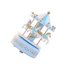 Listing 3 of 3 for Sky Blue Romantic Carousel Music Box Desktop Ornament Miniature Music Box Decor