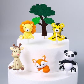 Listing 4 of 4 for 5 Pcs Kids Food Birthday Cake Ornament Cartoon Animals Cake Toppers Ornaments K