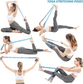 Listing 3 of 5 for Yoga Strap Exercise Strap Stretch Yoga Belt Elastic Exercise Bands With 11 Ri