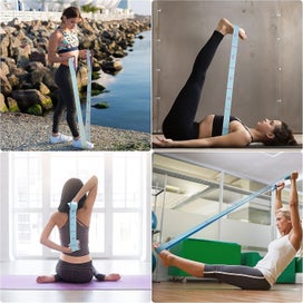 Listing 5 of 5 for Yoga Strap Exercise Strap Stretch Yoga Belt Elastic Exercise Bands With 11 Ri