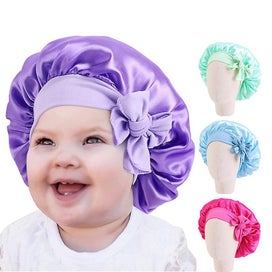 Listing 2 of 5 for Light Purple Shower Cap For Women And Girls Reusable Oversized Washable