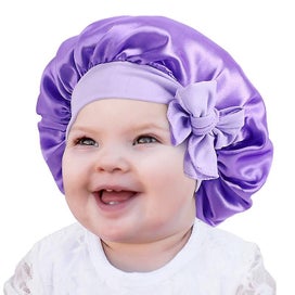 Listing 3 of 5 for Light Purple Shower Cap For Women And Girls Reusable Oversized Washable