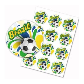 Listing 4 of 5 for 40pcs Soccer Stickers Kids Birthday Cake Topper Round Disc With Small Soccer B
