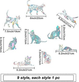 Listing 2 of 5 for 9 Cat Window Stickers Static Rainbow Glass Stickers Warning Birds Window St