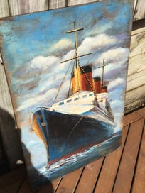 Listing 4 of 20 for 3D Ship made by Iron plate and oil panting burn-in and antique finish
