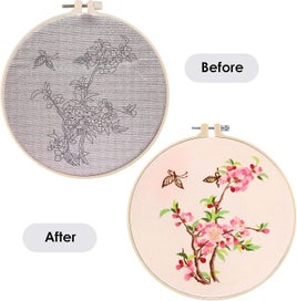 Listing 2 of 5 for Embroidery Kit Complete With Cross Stitch Canvas Embroidery Hoop Embroidery