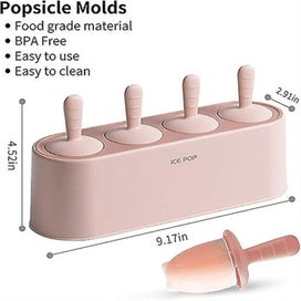 Listing 2 of 5 for pink Cartoon Silicone Ice Cream Molds Bpa Free Reusable For Making Popsic