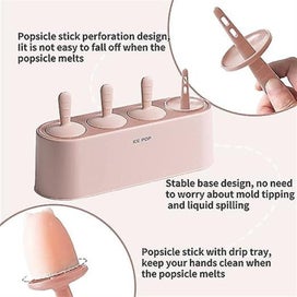 Listing 3 of 5 for pink Cartoon Silicone Ice Cream Molds Bpa Free Reusable For Making Popsic