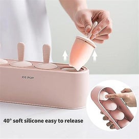 Listing 4 of 5 for pink Cartoon Silicone Ice Cream Molds Bpa Free Reusable For Making Popsic