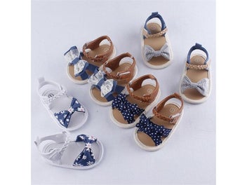 Listing 3 of 10 for Toddlers Baby Girls Sandal Shoes Baby Lace Bowknot Print Soft Sole Prewalker
