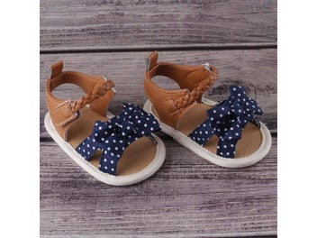 Listing 8 of 10 for Toddlers Baby Girls Sandal Shoes Baby Lace Bowknot Print Soft Sole Prewalker