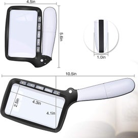 Listing 2 of 5 for Rectangular Reading Magnifier With 5 Led Lights 2x Magnification Suitable Fo